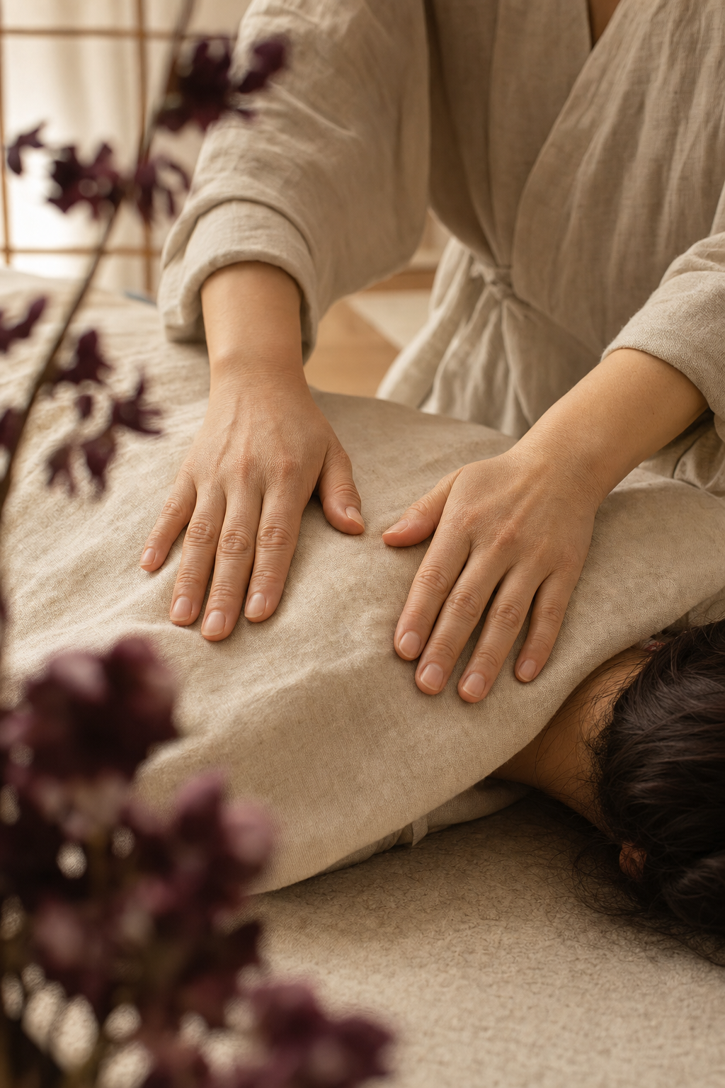 Achtsame Shiatsu-Körperarbeit (Beispielmotiv)