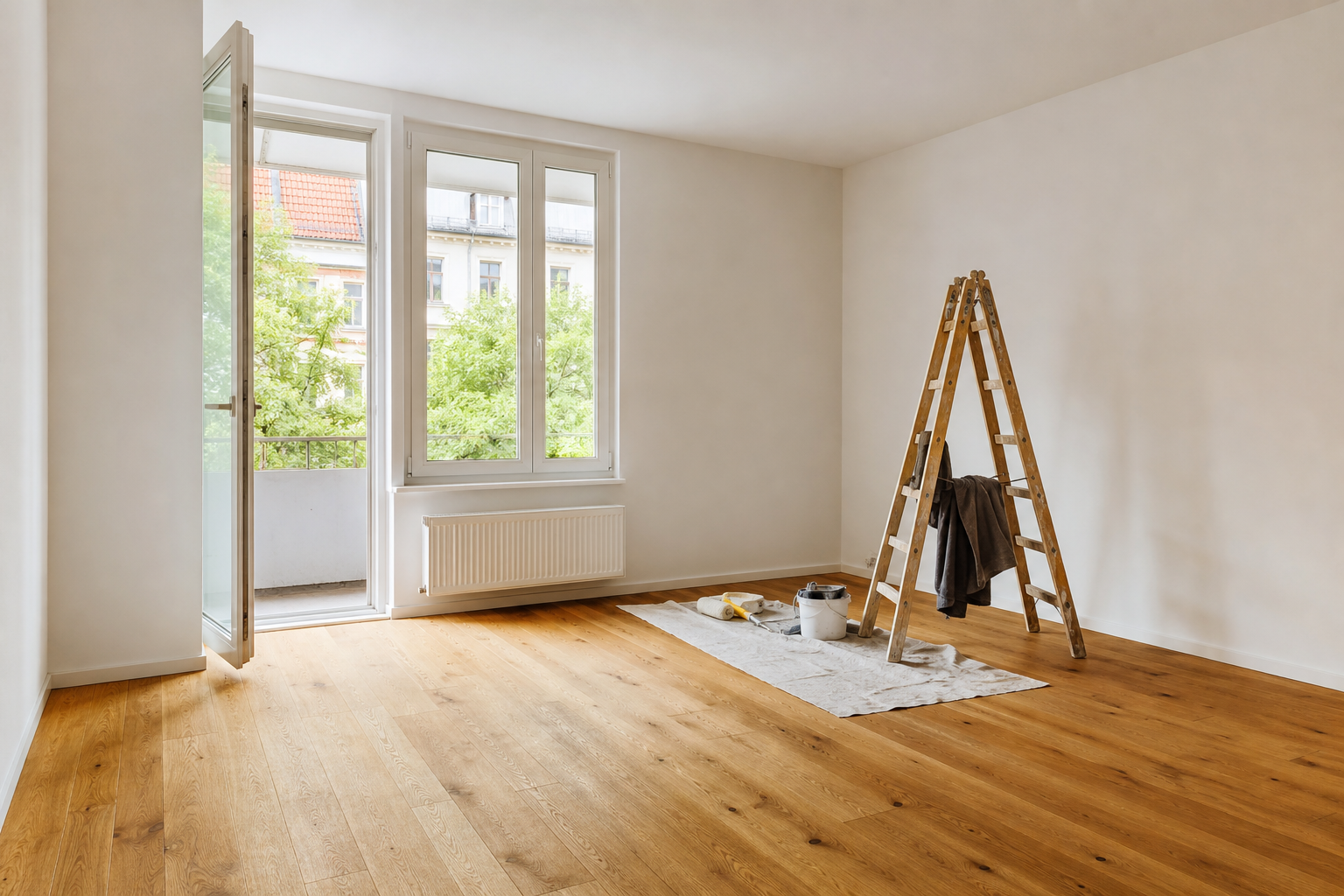 Frisch sanierter Wohnraum mit neuem Boden (Beispielmotiv)