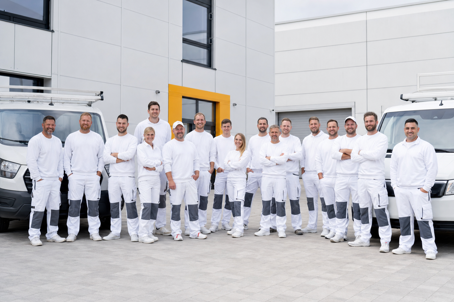 Das Thiehoff-Team vor dem Betrieb in Herne (Beispielmotiv)