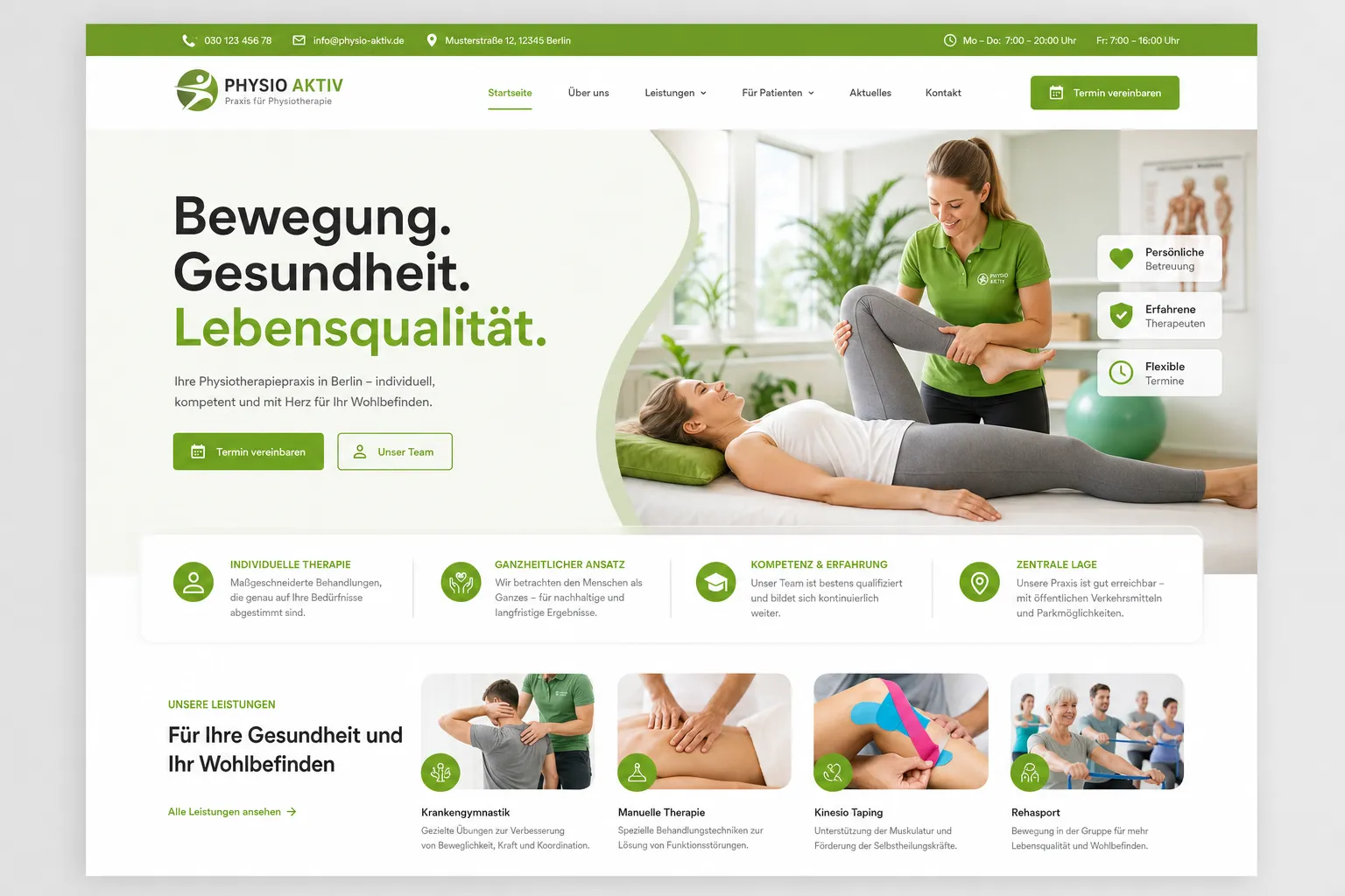 Physiotherapie-Webseite