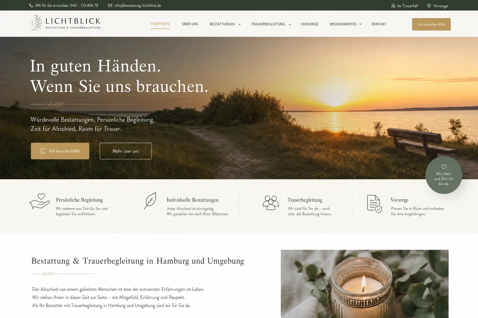 Bestattungsinstitute — Webdesign-Referenz