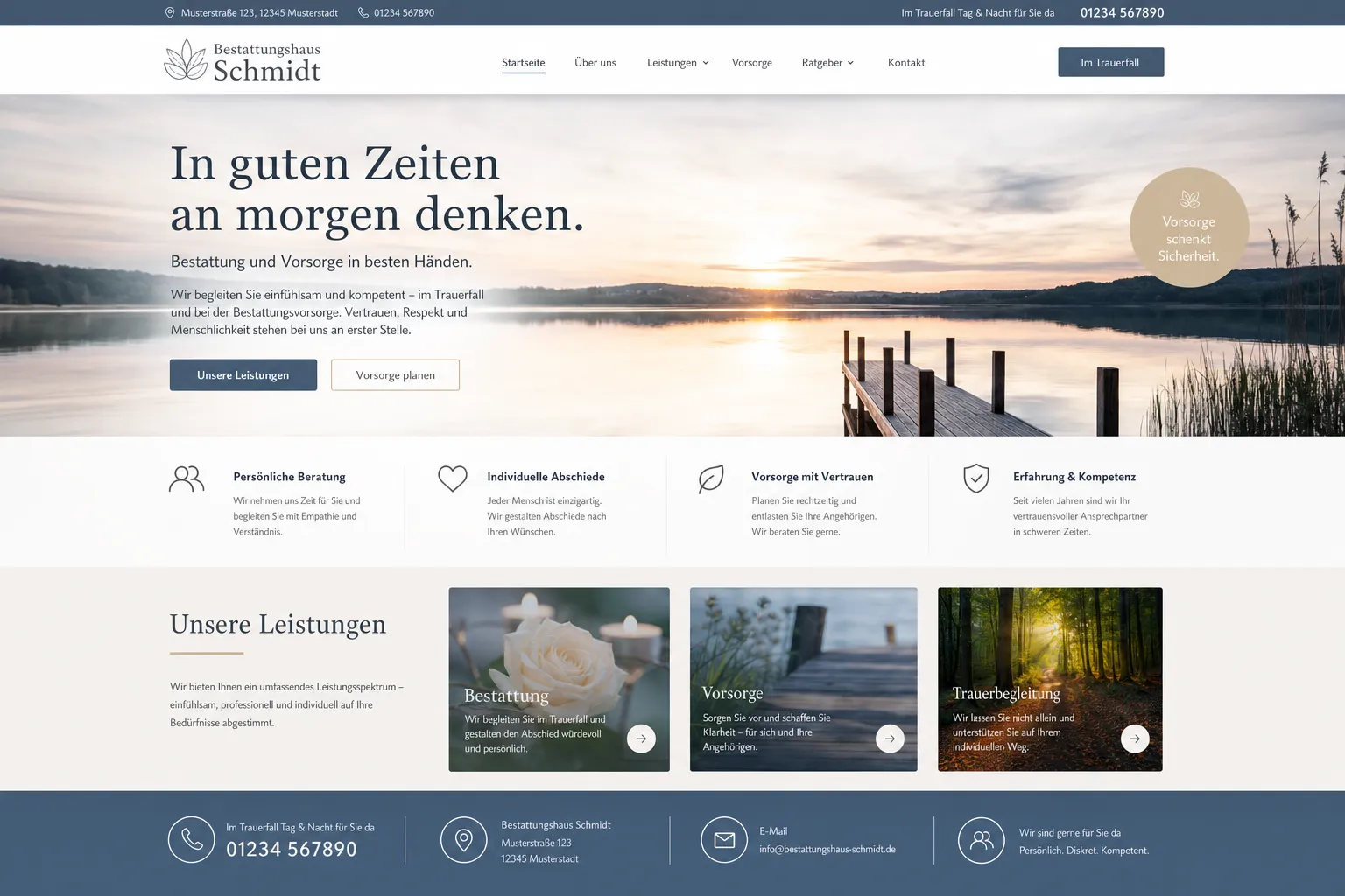 Bestattungsinstitute — Webdesign-Referenz