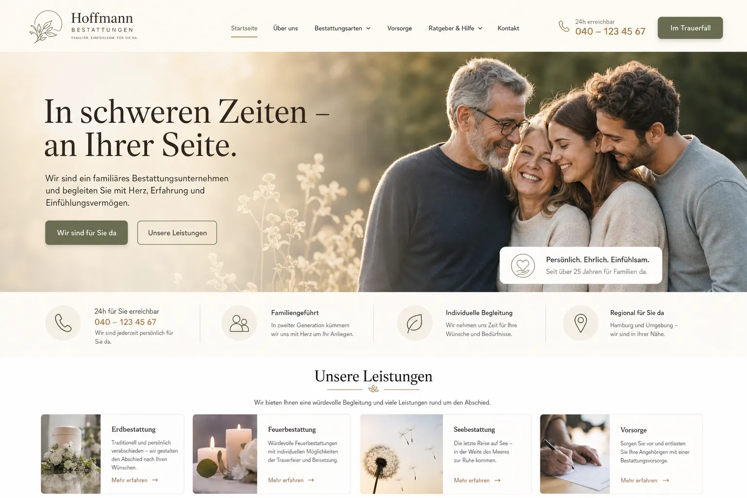 Bestattungsinstitute — Webdesign-Referenz