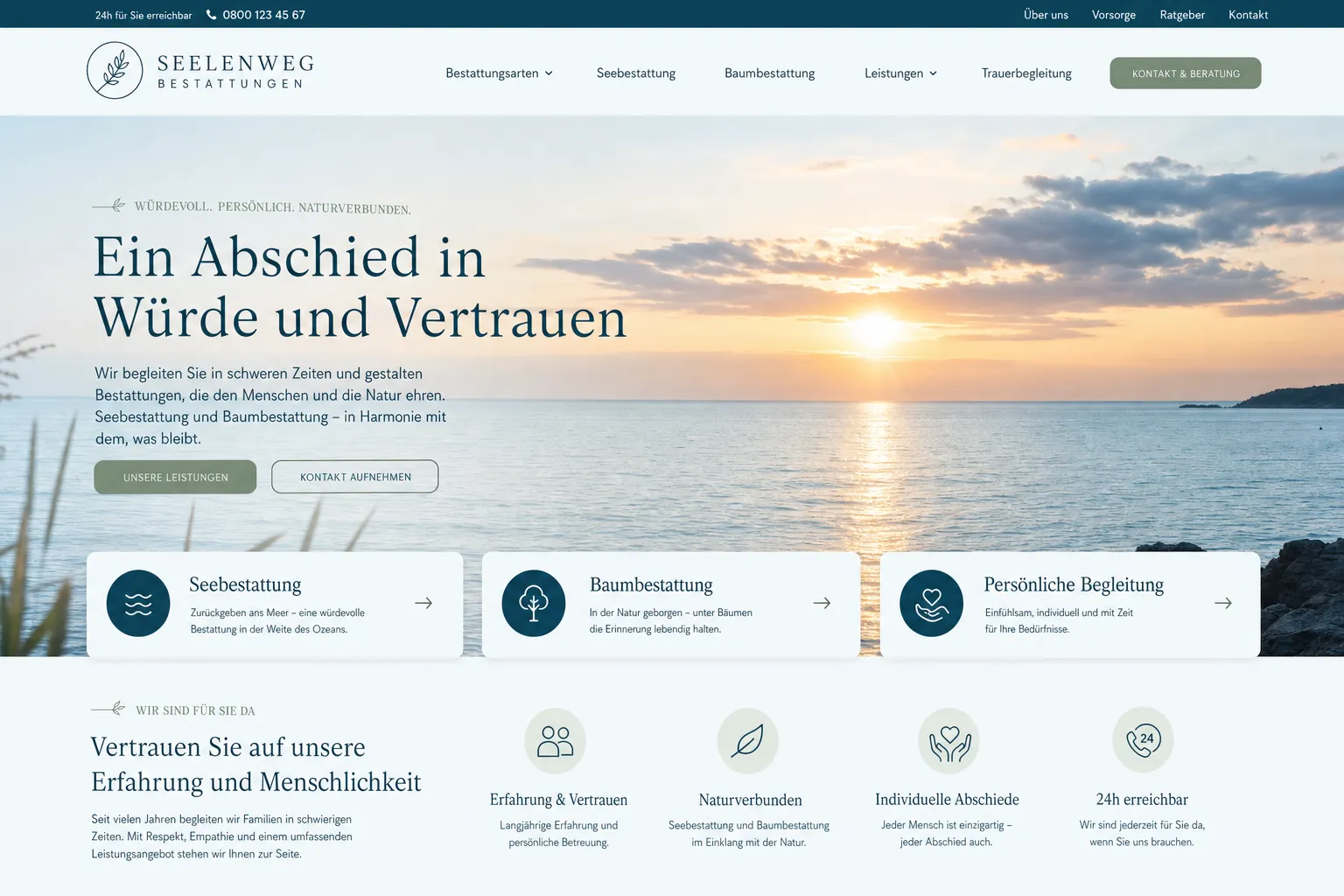 Bestattungsinstitute — Webdesign-Referenz