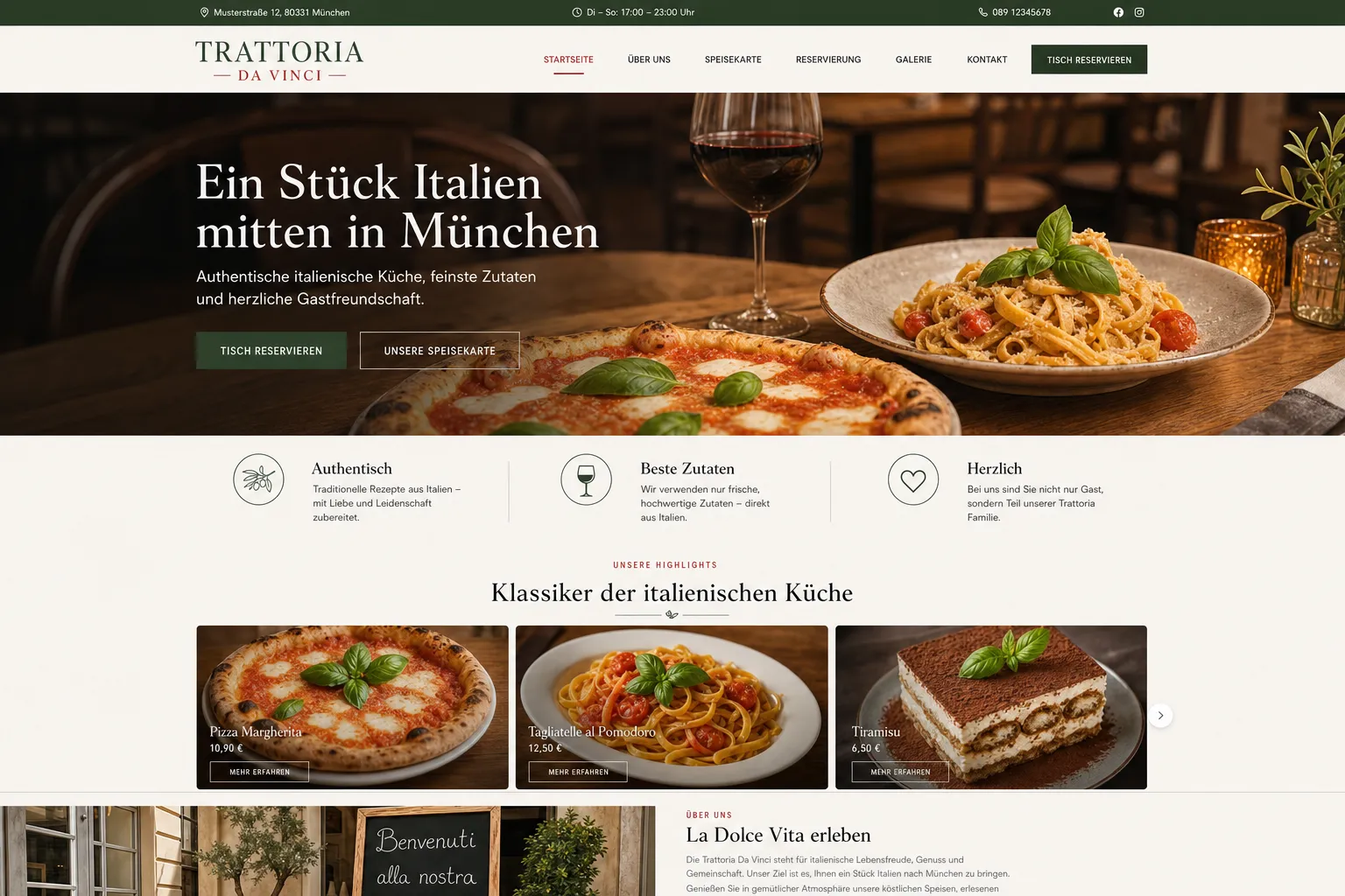 Restaurants & Cafés — Webdesign-Referenz
