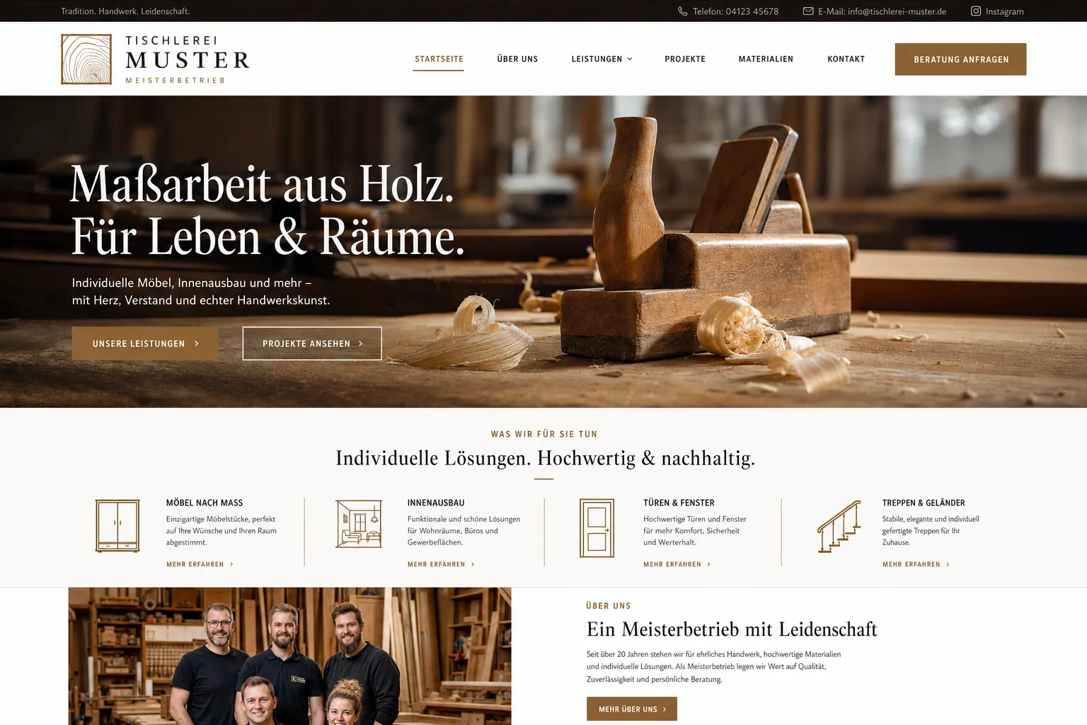 Handwerksbetriebe — Webdesign-Referenz