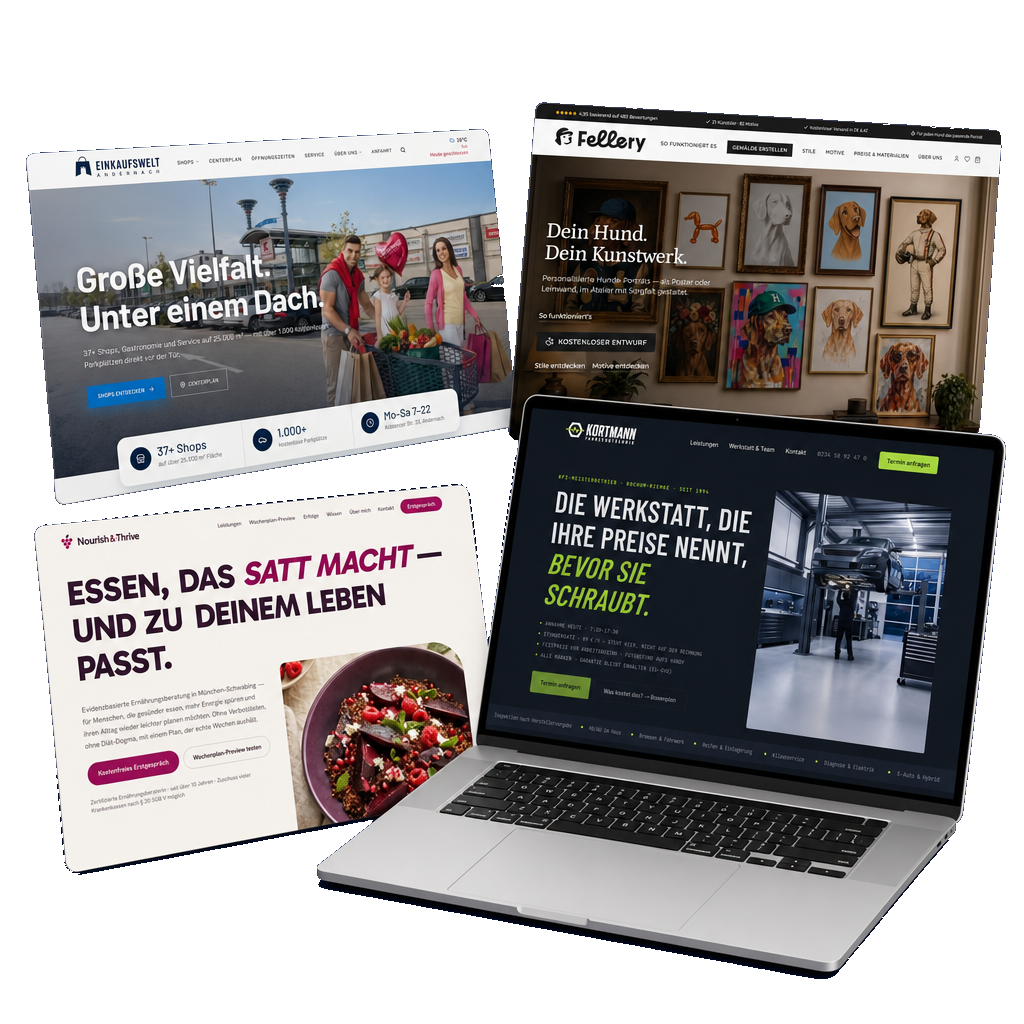 Webnamic-Referenzen: moderne Websites, eine davon auf einem MacBook