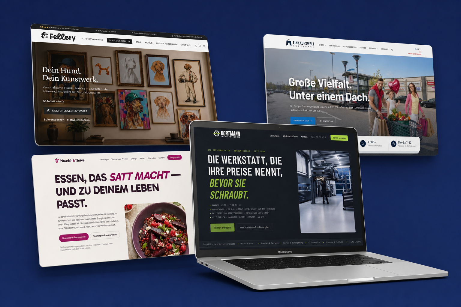 Webnamic-Referenzen: moderne Websites, eine davon auf einem MacBook
