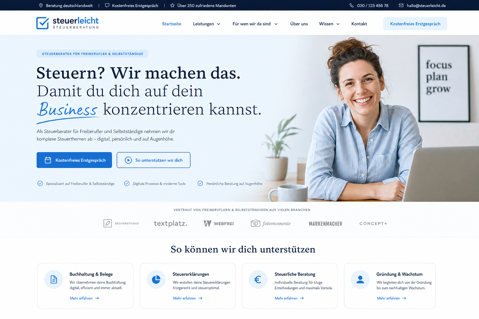 Design-Beispiel 3 für eine Website