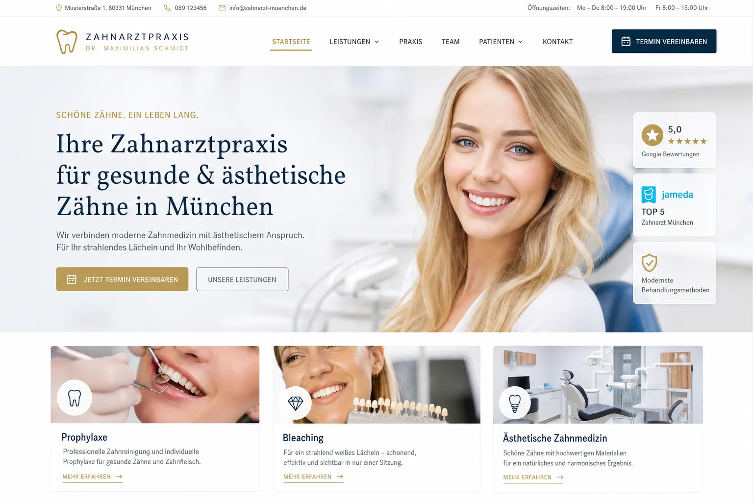 Zahnarztpraxen — Webdesign-Referenz