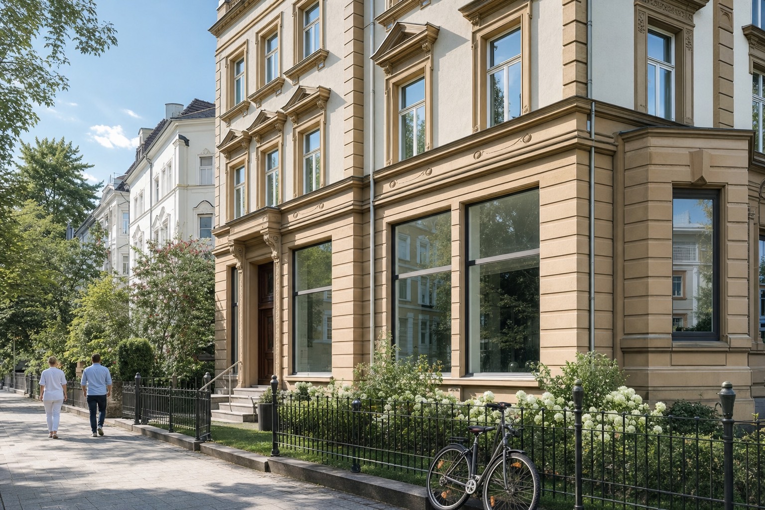 Gründerzeitgebäude in der Freiburger Wiehre mit den Praxisräumen im Erdgeschoss