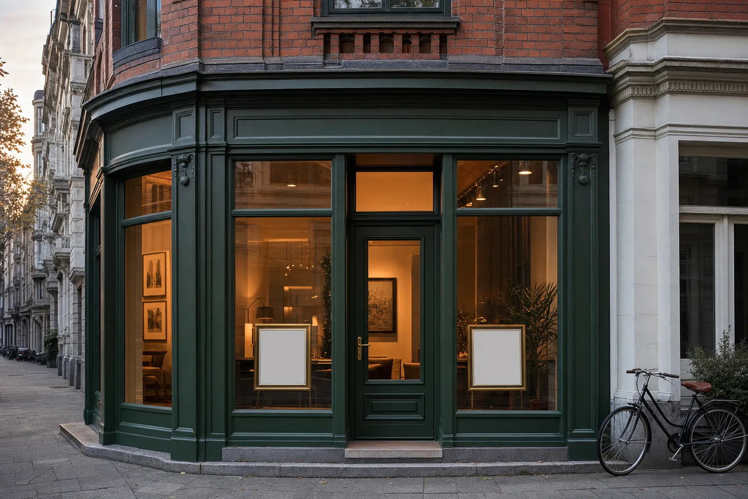 Schaufenster des Holmberg-Immobilien-Büros in der Gertigstraße, Winterhude