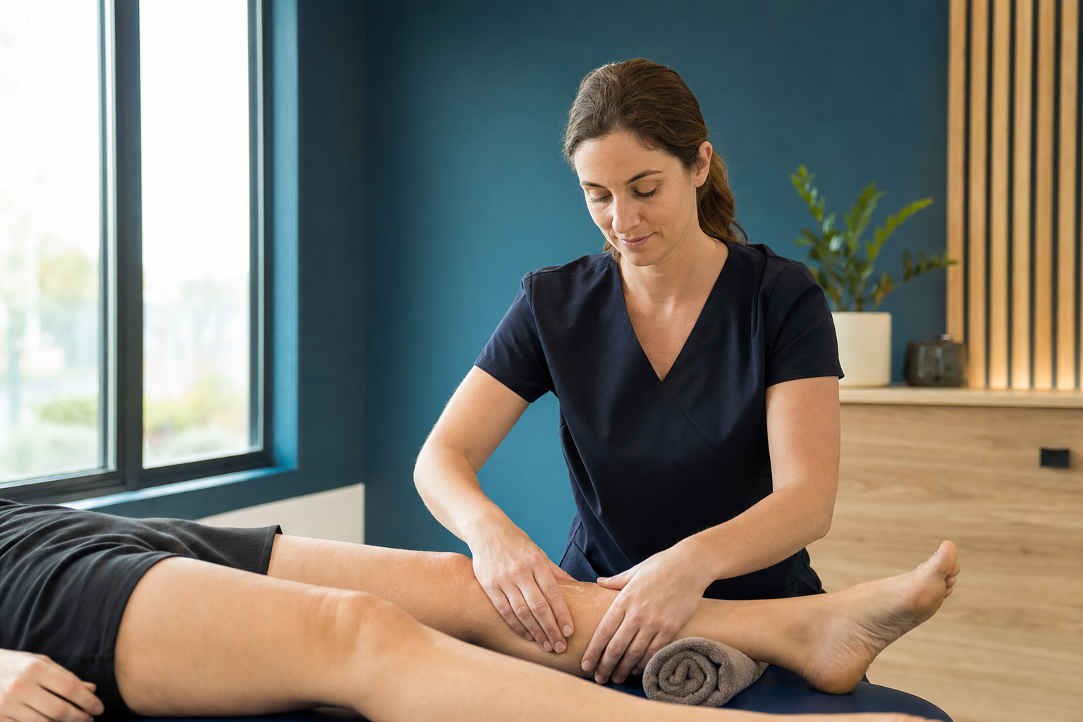 Manuelle Lymphdrainage am Unterschenkel