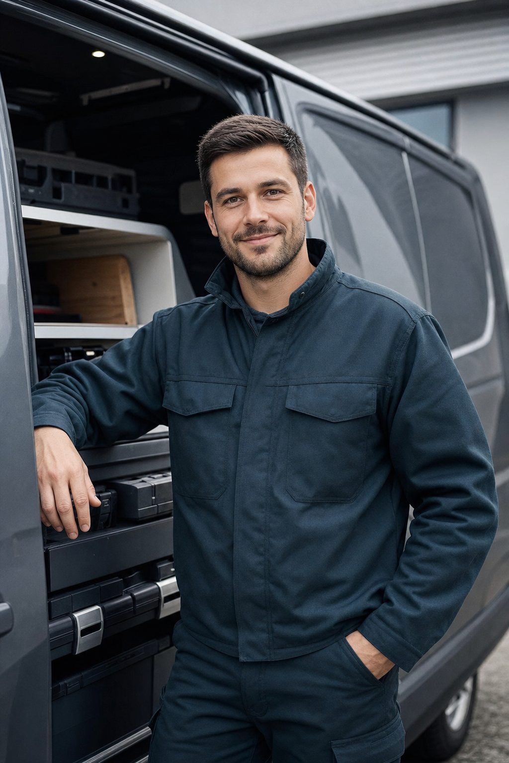 Dario Lemke, Servicetechniker, am Einsatzfahrzeug