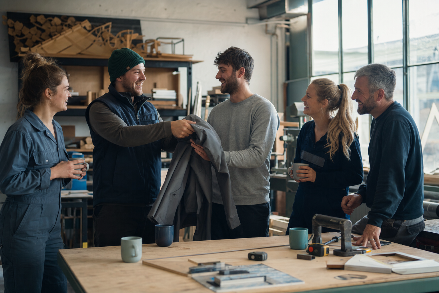 Ein Betrieb begrüßt seinen neuen Kollegen mit der Arbeitsjacke